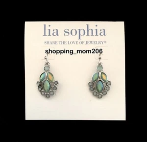 Lia Sophia "Crystal Cove” Silver Tone w/Cut Crystals & Resin Earrings - Picture 1 of 3