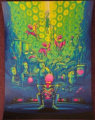 Rick and Morty Dos Partes Plutonio Quarks Dan Mumford Serigrafía Cuello de Botella Foto 1 de 4