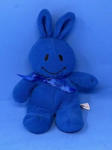 Smiley Face Bunny Rabbit Blue Bean Bag Plush Easter Oriental Trading 9" - Picture 1 of 6