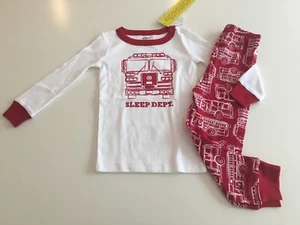 NWT Boys Gymboree 2 Piece GYMMIES White Red FIRE TRUCK Pajamas Sleepwear 2T 2 T - Picture 1 of 3