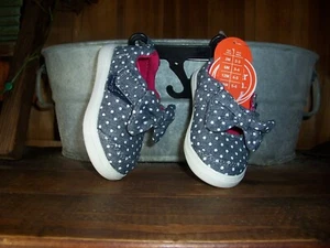 WONDER NATION GIRLS TODDLER DOT DESIGN SHOES WITH BOW SIZE 3 DENIM SLIP ON NEW - Picture 1 of 1