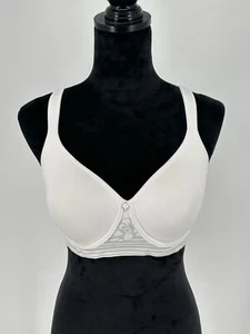 NEW Breezies Women’s 34D Floral Stripe Seamless Underwire T-Shirt Bra White Z9 - Picture 1 of 6