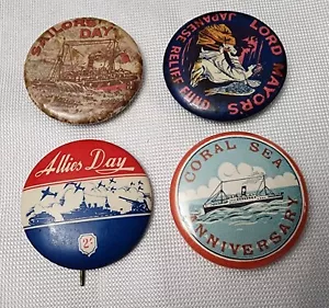 Group of large size button badges WW2 period - Picture 1 of 3