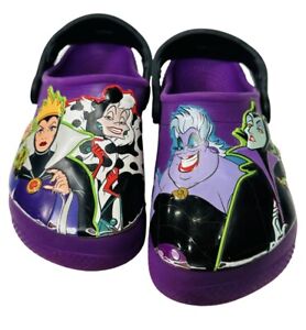 Disney Villains Kids Purple Crocs Maleficent Cruella Ursula Evil Queen Sz 11