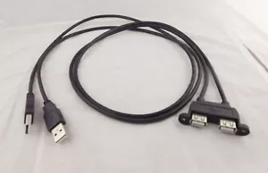 1x 2 USB A Female Panel Mount Socket To Dual USB 2.0 A Male Extension Cable 3ft - Picture 1 of 7