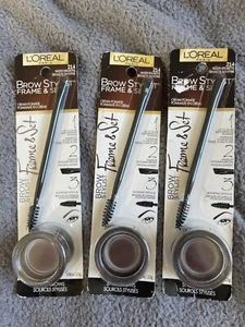 3 Pack, L'Oreal Brow Stylist Frame & Set 214 WARM BRUNETTE Cream Pomade - Picture 1 of 1
