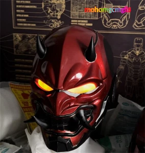 DC Comics rote Kapuze böse Oni Noh Hannya Cosplay Maske Helm Augen aufleuchten sammeln - Bild 1 von 11