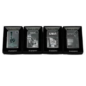 Genuine Zippo Windproof Lighter, Polished Chrome Statue Of Liberty 4Pack US Made - Picture 1 of 14