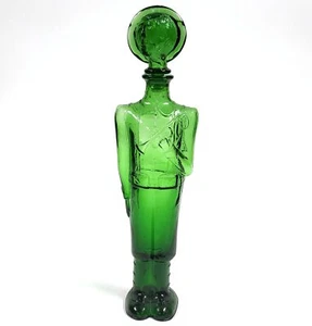 Decantador Vintage Empoli Verde De Vidrio De 15" Con Tapon De Bugle Boy AZ485 - Imagen 1 de 5