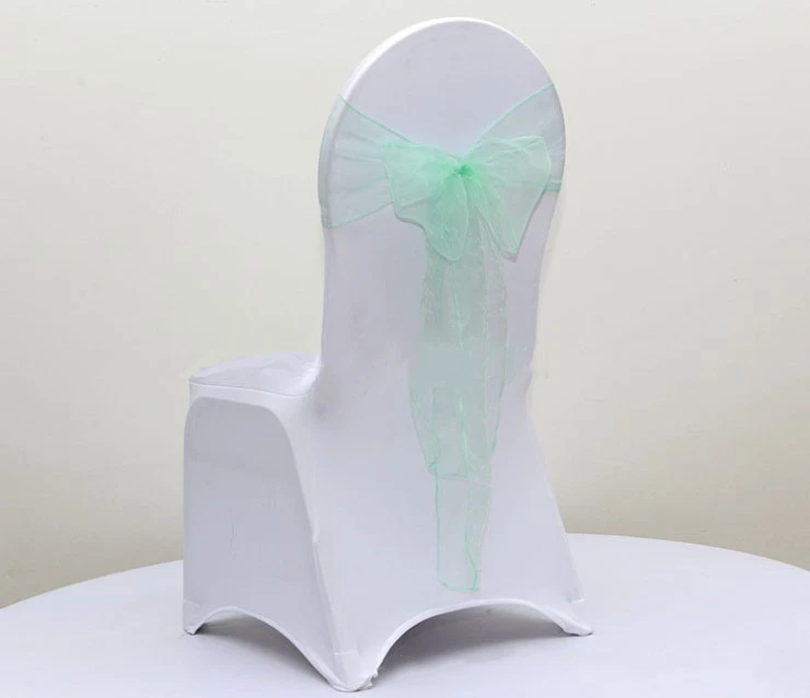 Silla de organza verde como nueva marco silla lazo silla cinta boda cumpleaños decoración Foto 1 de 4