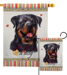 Rottweiler Happiness Garden Flag Animals Dog Decorative Gift Yard House Banner - Picture 1 of 13