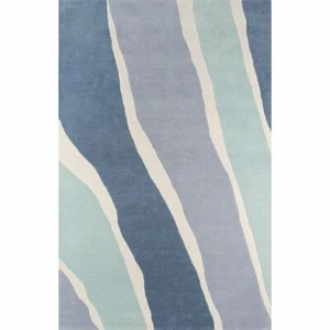 Earvin Stream Blue Hand-Tufted 100% Wool Soft Area Rug Carpet - Picture 1 of 11