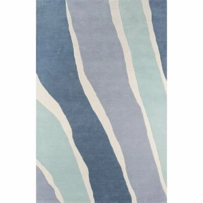 Earvin Stream Blue Hand-Tufted 100% Wool Soft Area Rug Carpet - Image 1 of 4