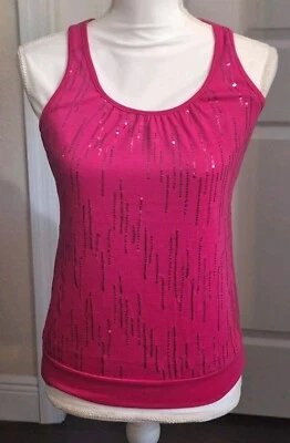 Heart & Soul Pink Tank Top Sleeveless With Pink Sequins Size Small - Image 1 of 4