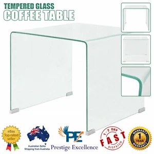 Tempered Glass Coffee Table Clear Contemporary Bedroom Living Room Office Tables - Picture 1 of 7