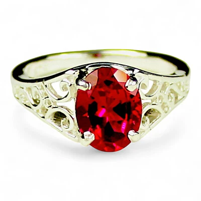Created Ruby, 925 Sterling Silver Ladies Ring,SR005 - Image 1 of 4