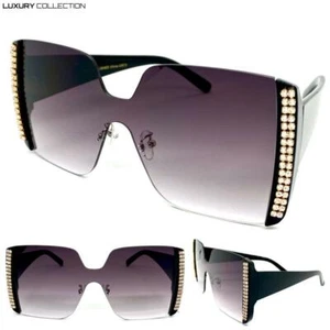 GAFAS DE SOL Gran Tamaño Elegante Retro Moderno Escudo Elegante Marco Cuadrado Ostentoso - Imagen 1 de 8