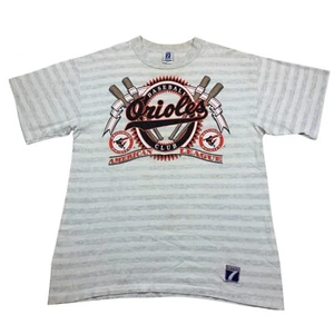 Vintage 90's Baltimore Orioles Graphic T-Shirt Logo 7 Faded Made in USA Size L - Picture 1 of 14