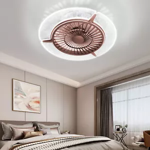 TCFUNDY Flush Mount LED Ceiling Fan with Lights Phone App & Remote Control - Picture 1 of 14