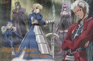 poster promo Fate stay night Gundam Z anime Saber Archer Rider Lancer Caster - Picture 1 of 2