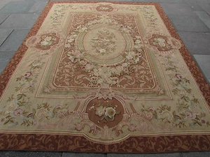 Vintage Handgemacht Französisch Design Wolle Original Aubusson 306X239cm 10x8 - Bild 1 von 12