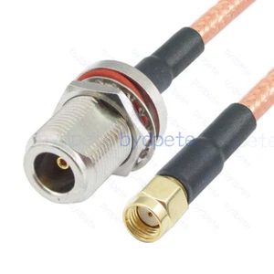 N type Female Bulkhead H-Cut Waterproof to RP-SMA male RG400 Coaxial Cable Kable - Picture 1 of 4