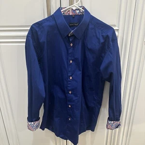 Jared Lang Shirt Mens XL Blue Button Up Angled Mitered Cuff Business Casual - Picture 1 of 7