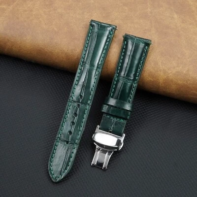 Crocodile Leather Watch Band Deployment Clasp Buckle Real Crocodile Watch Strap - Image 1 of 4