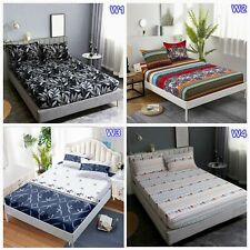 Leaves Boho Fitted Sheet Mattress Protector Queen/King Size Bedding Pillowcases
