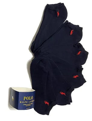 Polo Ralph Lauren Classic Sport 6-Pair Men's Low Cut Socks Navy w/Red Pony - Image 1 of 3