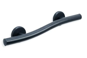 Wave Shower Grab Bar Smooth Grip in Matte Black Finish | Holds Upto 400 lb - Picture 1 of 32