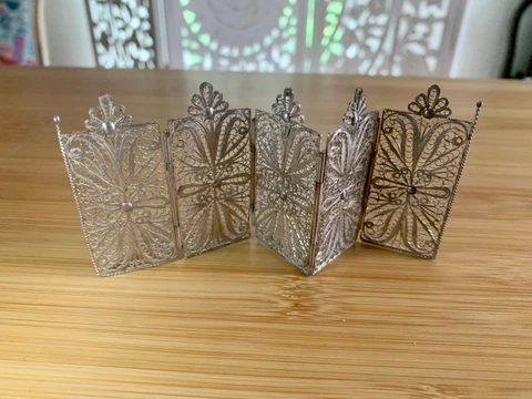 Vtg Sterling Silver Filigree Dollhouse Miniature Furniture Panel Screen Divider Cover