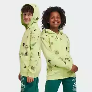 ADIDAS BAMBINO FELPA COTONE FELPATO mod. J BLUV Q3 FZ HOODED - LIME e NERO - Picture 1 of 18