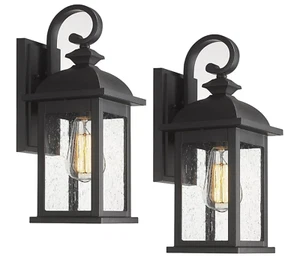 FEMILA Exterior Wall Sconce 2 Pack Outdoor Glass Waterproof Black 4FD54B-2PK BK - Picture 1 of 4