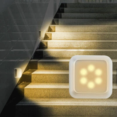 6 LED Motion Sensor Lights PIR Wireless Night Light Battery Cabinet Stair Lamp - Image 1 of 4