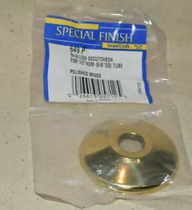 BRASSCRAFT 649P 1/2" POLISHED BRASS ESCUTCHEON-water pipe hole cover wall 5/8 OD - Picture 1 of 8