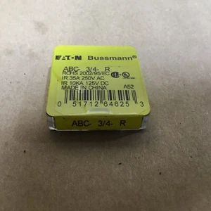 Bussmann Abc-3/4-R Fuse, Fast Acting,250V Ac, 125V Dc, (1 Pack Of 5) #1069l5iac - Picture 1 of 2
