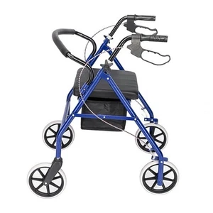 Black & Blue Rollator Mobility Walker Disability Aid Walking 4 Wheels with Seat - Picture 1 of 11