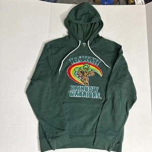 Felpa con cappuccio vintage Hawaii Rainbow Warriors College uomo piccola verde - Foto 1 di 8