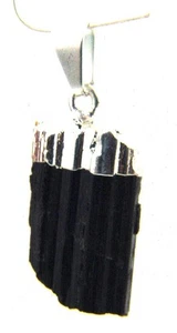 BUTW Silver Electroformed Raw Black Tourmaline Necklace w/ sp chain 8448P - Picture 1 of 4