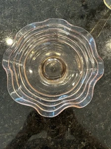 30s Anchor Hocking Pink Depression Glass Ruffled Footed Candy Trinket Dish Bowl - Picture 1 of 3