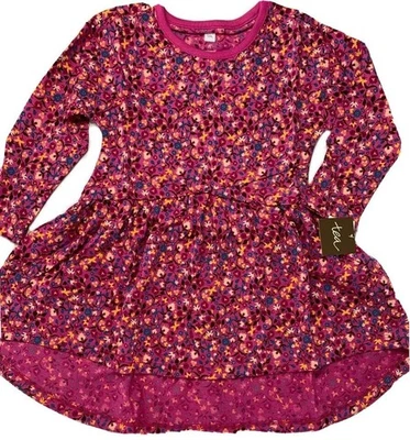Nuevo con etiquetas Vestido Tea Collection Niñas 2T 2 Rosa Floral Asimétrico Manga Larga Alto-Lo Foto 1 de 4