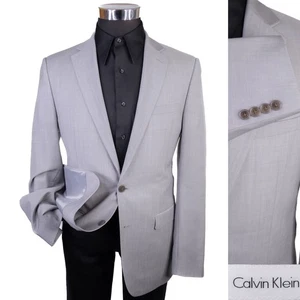 Calvin Klein einfarbige graue Freizeitjacke Sport Mantel Blazer 2-Knopf Gr. 40 L Wolle gebraucht, in einwandfreiem Zustand - Bild 1 von 13