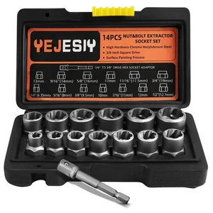 14PCS Premium Bolt Extractor Kit, Stripped Bolt Extractor Socket Set with 3/8... - Picture 1 of 7