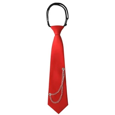  Gravatas femininas masculinas, gravata corrente de metal punk formato pré-corrente-prata-vermelho gravata - Imagem 1 de 4