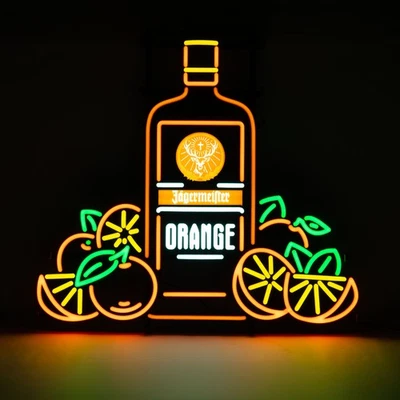 Jägermeister Likör LED Leuchtreklame Leuchtwerbung "Orange" Flasche LED inkl. Ne - Bild 1 von 4
