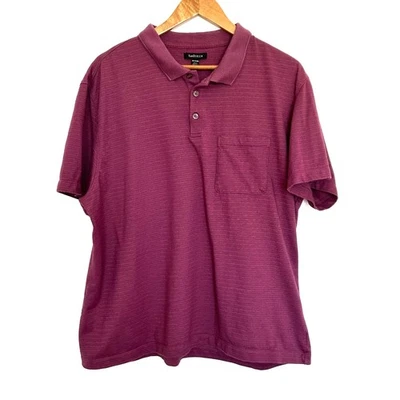 Camisa polo masculina Van Heusen XXL roxa manga curta bolso colarinho top - Imagem 1 de 4