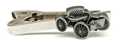 Vintage Silver Pewter Old Buggy Car Tie Bar Clip Mens Formal Wear Accessory Gift - Image 1 of 3