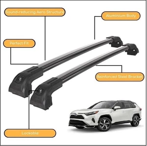Strong Roof Rack Cross Bars for Toyota Rav4 2019-2023 High Load Capacity Black - Picture 1 of 12
