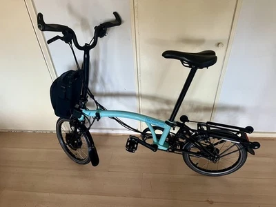 Brompton Electric C Line 6 Speed Folding Bike, Turquoise Green w extras - image 1 of 4